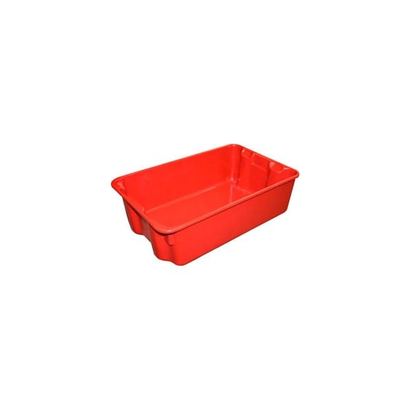 Mfg Tray Stack & Nest Storage Tote, 19-3/4 in L x 12-1/2 in W x 6 in H, Red, Fiberglass, 10 PK 780308-5280 - main